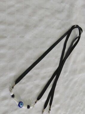 Handmade ribbons necklace with evil eye bead